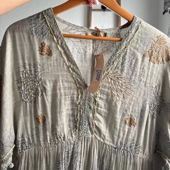 Dolma Delaware Grey Coral Reef Maxi Dress NWT Sz: Large - Picture 12 of 14